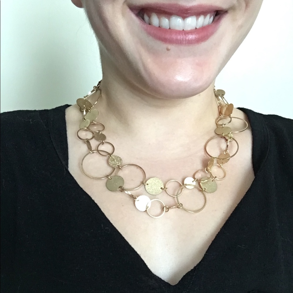 New York & Company Fashion Necklace, Gold Circles